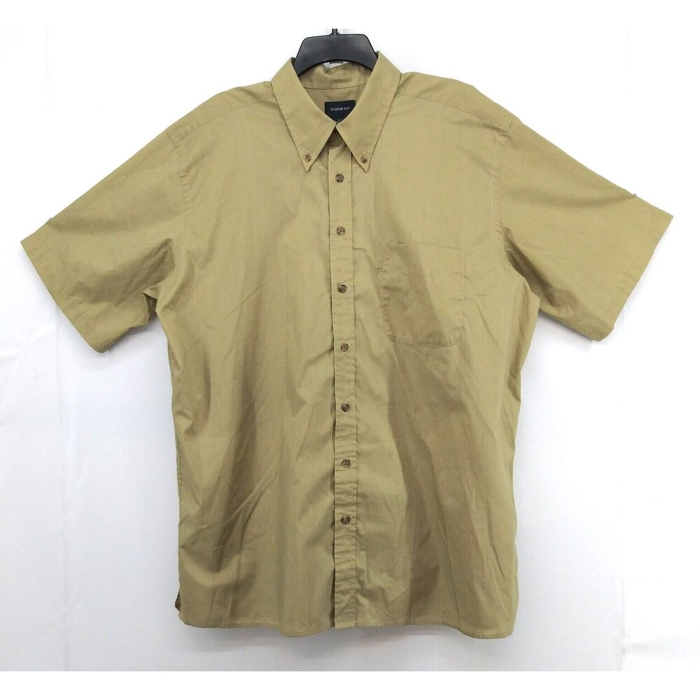 Harbor Bay Shirt Mens Size XL Tan Short Sleeve Casual Button Up
